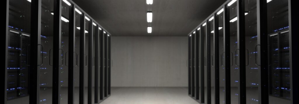 black data servers in a grey room