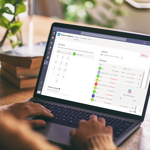 Rainbow telephony for Microsoft teams Interface